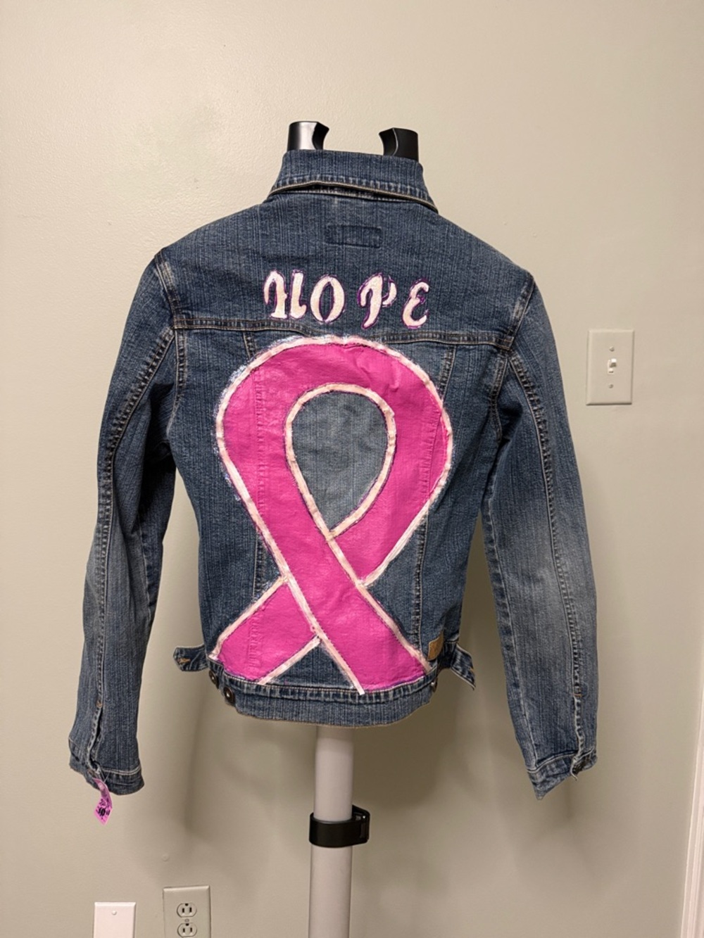 Atmosphere Denim Jean Jacket with Pink Ribbon Patch